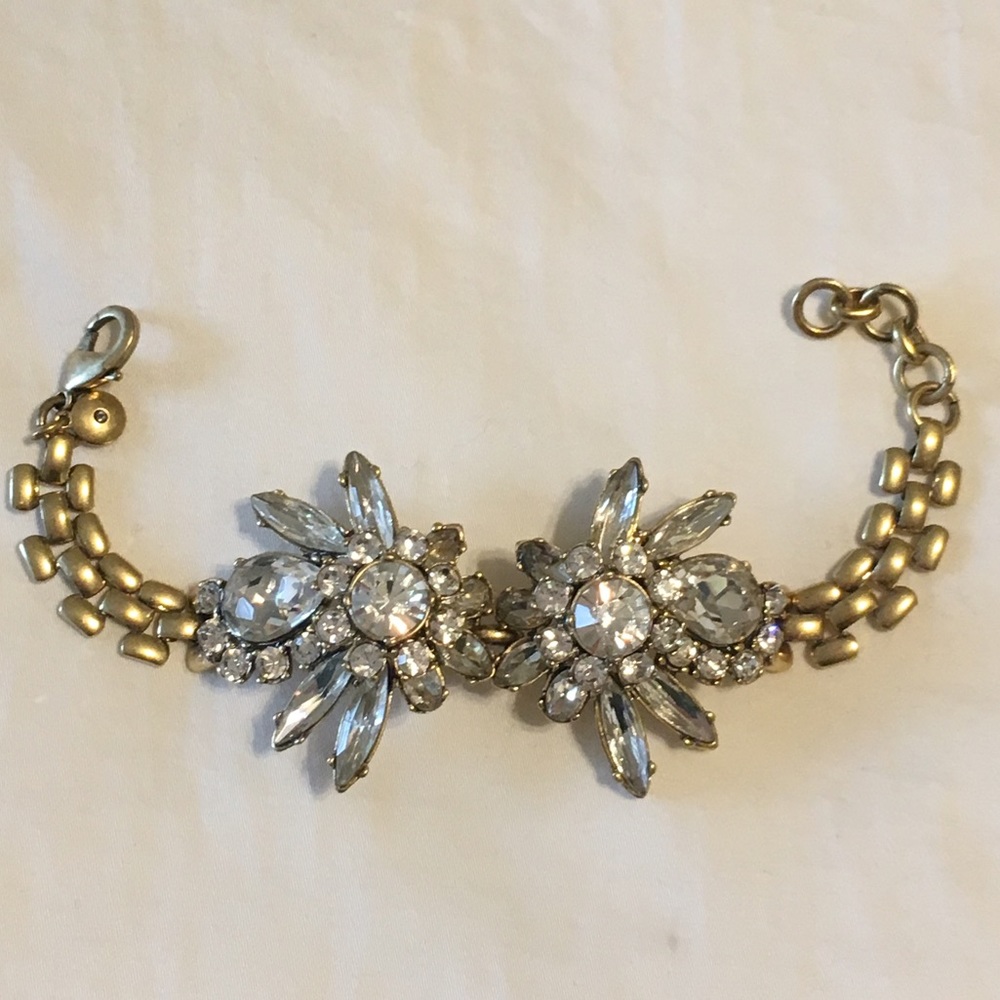J. Crew rhinestone and gold bracelet